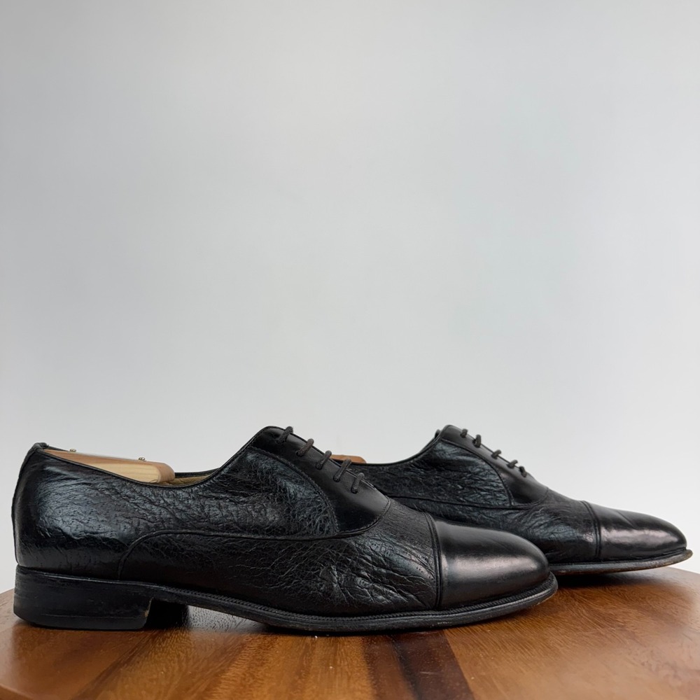 Mens Moreschi Black Pebbled Leather Cap Toe Oxfords Dress Shoes Size‎ US 9 D GUC